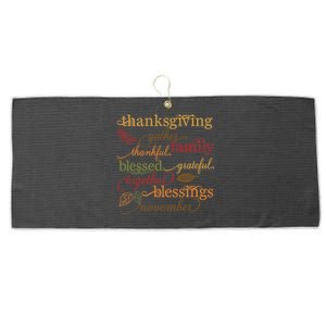 Thankful Blessings Thanksgiving Family Gather Blessing Large Microfiber Waffle Golf Towel