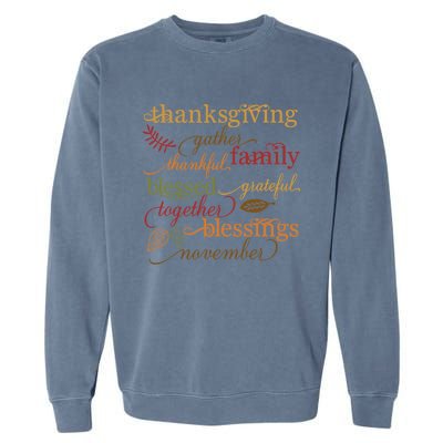 Thankful Blessings Thanksgiving Family Gather Blessing Garment-Dyed Sweatshirt