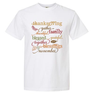 Thankful Blessings Thanksgiving Family Gather Blessing Garment-Dyed Heavyweight T-Shirt