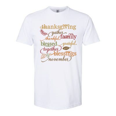 Thankful Blessings Thanksgiving Family Gather Blessing Softstyle CVC T-Shirt