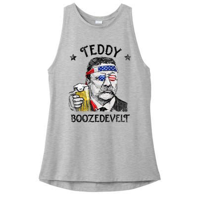 Teddy Boozedevelt Theodore Roosevelt 4th Of July Men Women Ladies PosiCharge Tri-Blend Wicking Tank