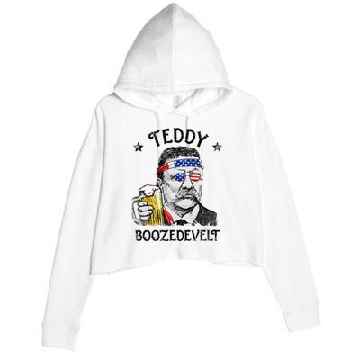 Teddy Boozedevelt Theodore Roosevelt 4th Of July Men Women Crop Fleece Hoodie