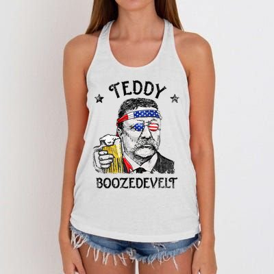 Teddy Boozedevelt Theodore Roosevelt 4th Of July Men Women Women's Knotted Racerback Tank