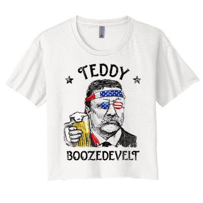 Teddy Boozedevelt Theodore Roosevelt 4th Of July Men Women Women's Crop Top Tee