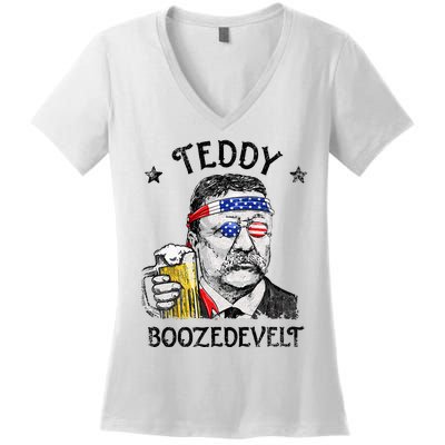 Teddy Boozedevelt Theodore Roosevelt 4th Of July Men Women Women's V-Neck T-Shirt