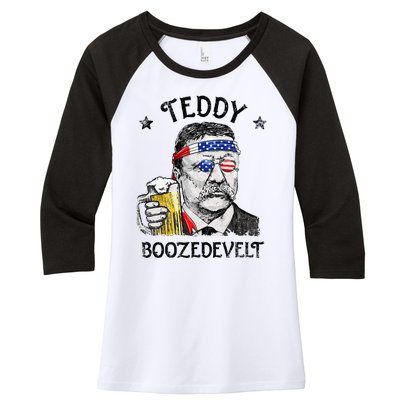 Teddy Boozedevelt Theodore Roosevelt 4th Of July Men Women Women's Tri-Blend 3/4-Sleeve Raglan Shirt