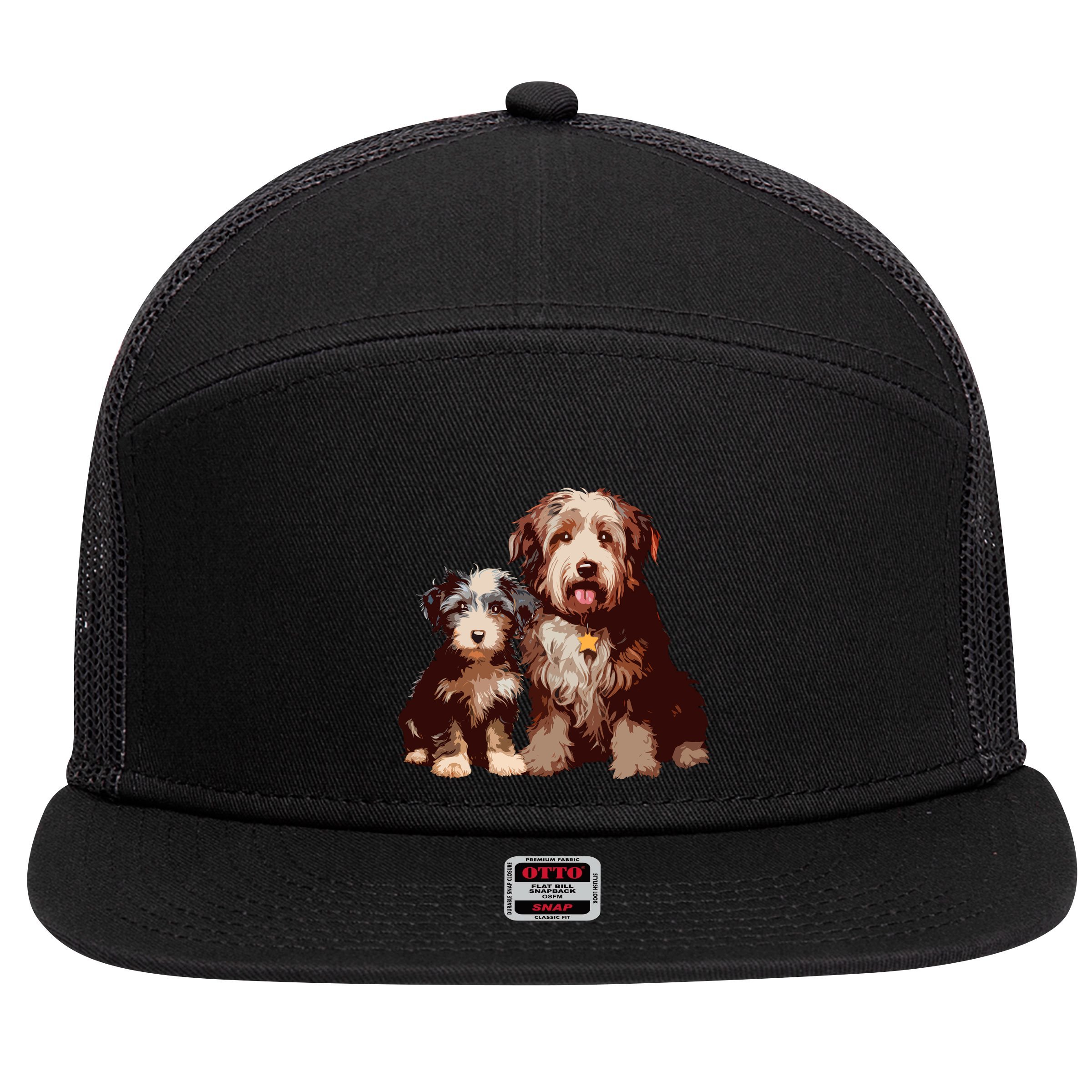 Two Bob Tail Dogs 7 Panel Mesh Trucker Snapback Hat