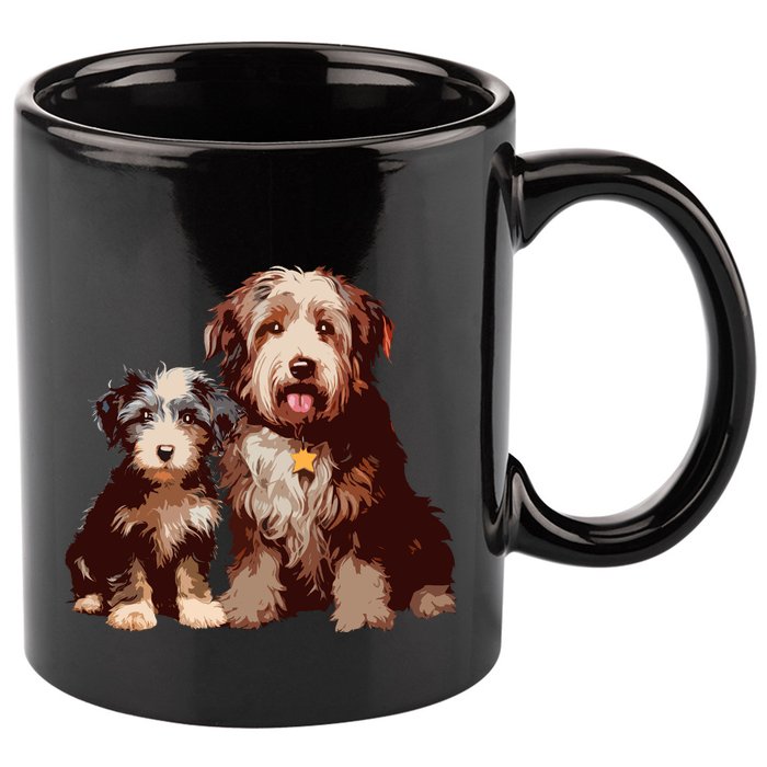 Two Bob Tail Dogs 11oz C Handle Ceramic Mug