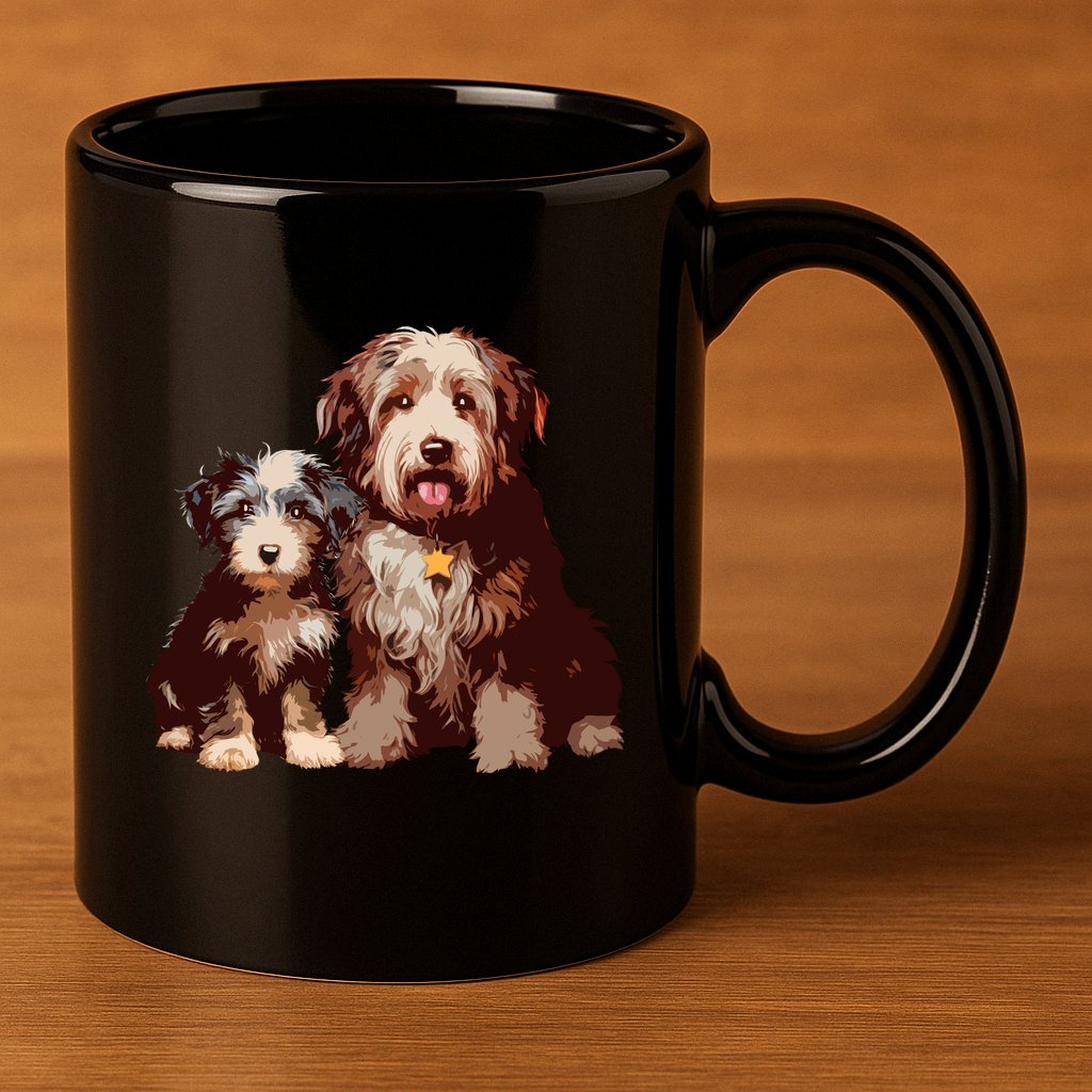 Two Bob Tail Dogs 11oz C Handle Ceramic Mug