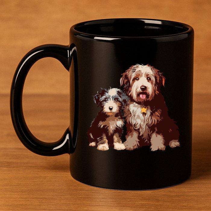 Two Bob Tail Dogs 11oz C Handle Ceramic Mug