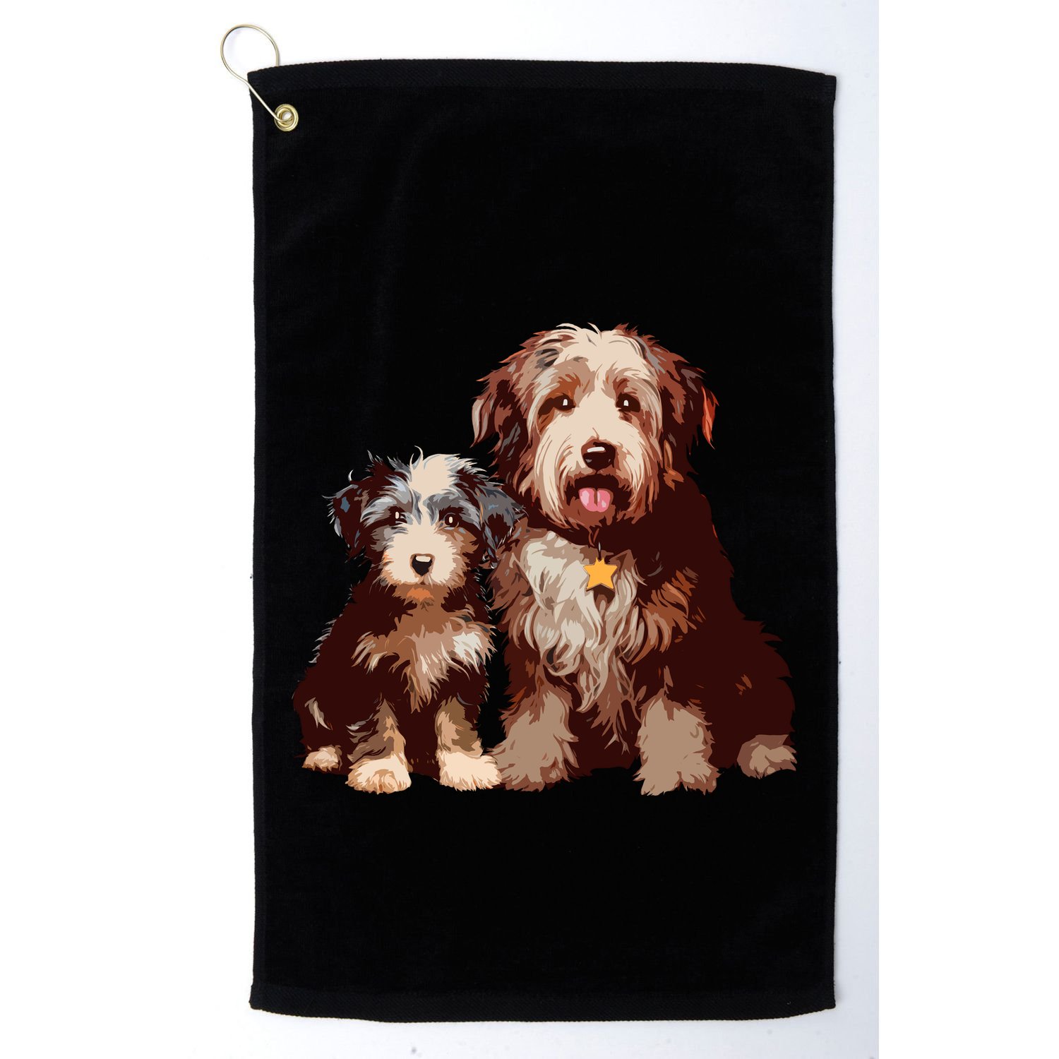 Two Bob Tail Dogs Golf Towel