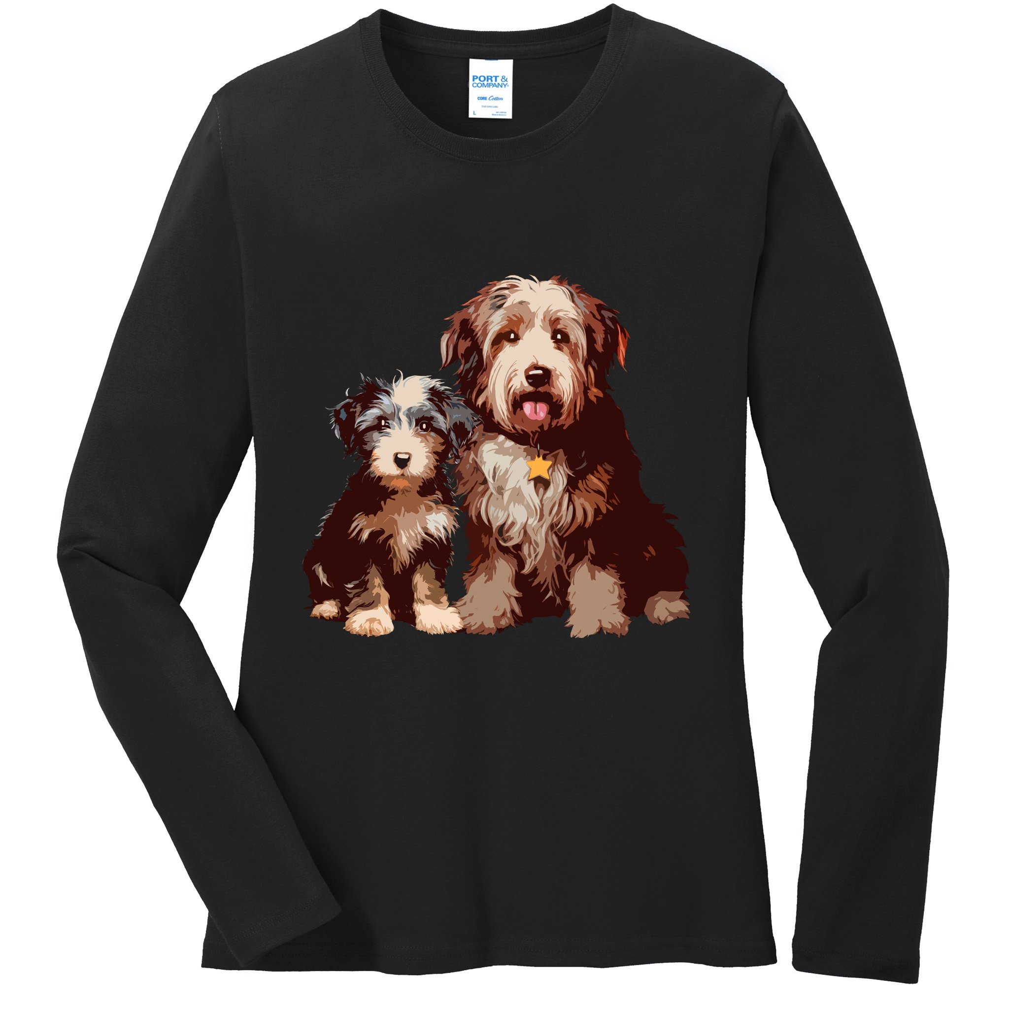 Two Bob Tail Dogs Ladies Long Sleeve Shirt