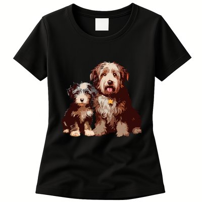 Two Bob Tail Dogs Womens T-Shirt