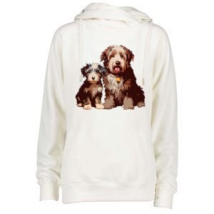 Two Bob Tail Dogs Womens Funnel Neck Pullover Hood