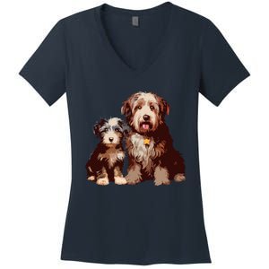 Two Bob Tail Dogs Women's V-Neck T-Shirt