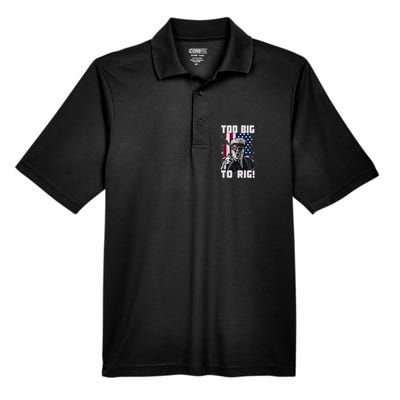 Too Big To Rig Trump 2024 Funny Trump Men's Origin Performance Pique Polo