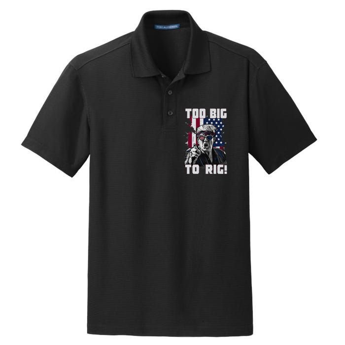 Too Big To Rig Trump 2024 Funny Trump Dry Zone Grid Polo