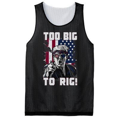 Too Big To Rig Trump 2024 Funny Trump Mesh Reversible Basketball Jersey Tank