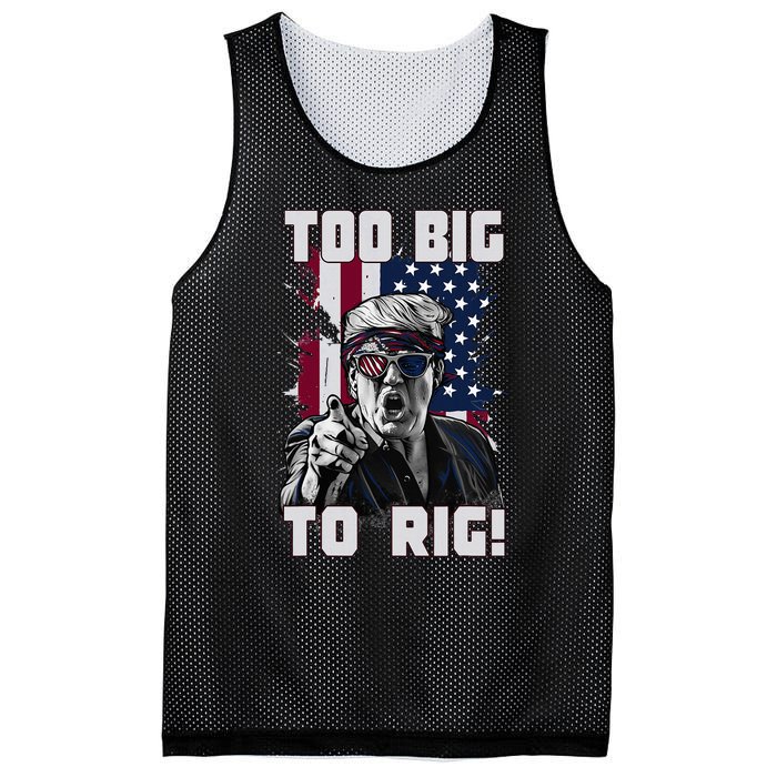 Too Big To Rig Trump 2024 Funny Trump Mesh Reversible Basketball Jersey Tank