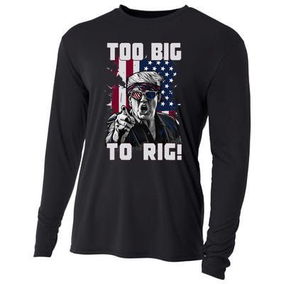 Too Big To Rig Trump 2024 Funny Trump Cooling Performance Long Sleeve Crew