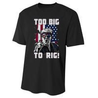 Too Big To Rig Trump 2024 Funny Trump Performance Sprint T-Shirt