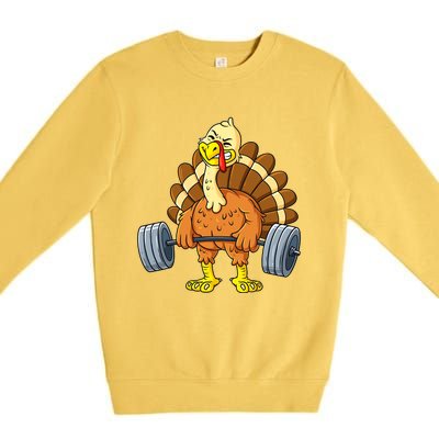 Turkey Bodybuilding Thanksgiving Day Cool Lifting Deadlift Premium Crewneck Sweatshirt