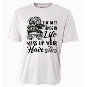 The Best Things In Life Mess Up Your Hair Motorcycle Women Cooling Performance Crew T-Shirt