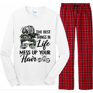 The Best Things In Life Mess Up Your Hair Motorcycle Women Long Sleeve Pajama Set