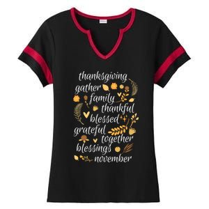 Thankful Blessings Thanksgiving Dinner Family Feast Time Gift Ladies Halftime Notch Neck Tee