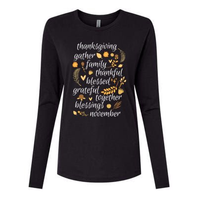 Thankful Blessings Thanksgiving Dinner Family Feast Time Gift Womens Cotton Relaxed Long Sleeve T-Shirt