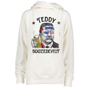 Teddy Boozedevelt Theodore Roosevelt 4th Of July Womens Funnel Neck Pullover Hood