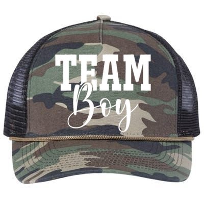 Team Boy Team Girl Blue Gender Reveal Party Matching Family Retro Rope Trucker Hat Cap