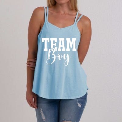 Team Boy Team Girl Blue Gender Reveal Party Matching Family Women's Strappy Tank