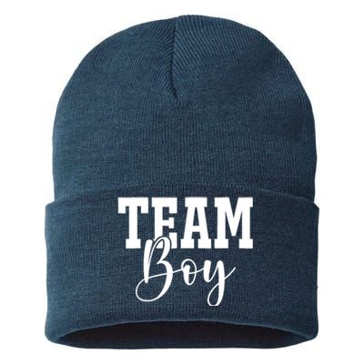 Team Boy Team Girl Blue Gender Reveal Party Matching Family Sustainable Knit Beanie