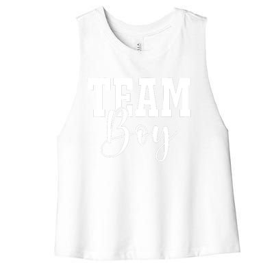 Team Boy Team Girl Blue Gender Reveal Party Matching Family Women's Racerback Cropped Tank