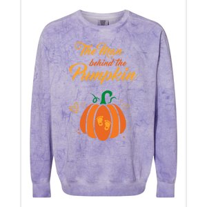 The Behind The Pumpkin Maternity Pregnancy Dad Halloween Gift Colorblast Crewneck Sweatshirt