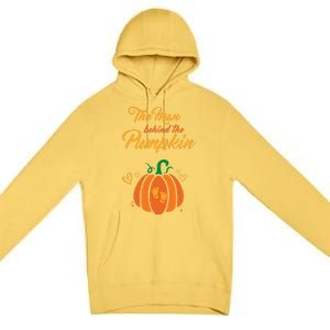 The Behind The Pumpkin Maternity Pregnancy Dad Halloween Gift Premium Pullover Hoodie