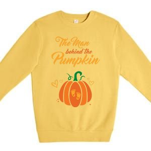 The Behind The Pumpkin Maternity Pregnancy Dad Halloween Gift Premium Crewneck Sweatshirt