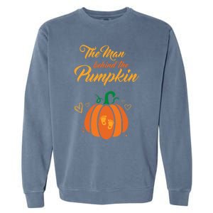 The Behind The Pumpkin Maternity Pregnancy Dad Halloween Gift Garment-Dyed Sweatshirt