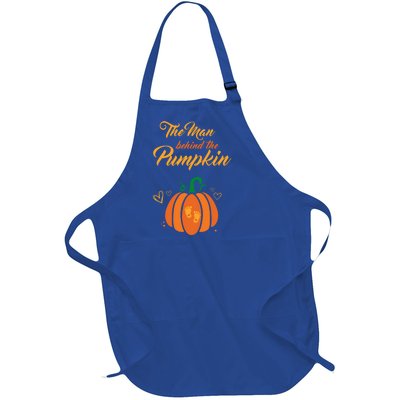 The Behind The Pumpkin Maternity Pregnancy Dad Halloween Gift Full-Length Apron With Pockets