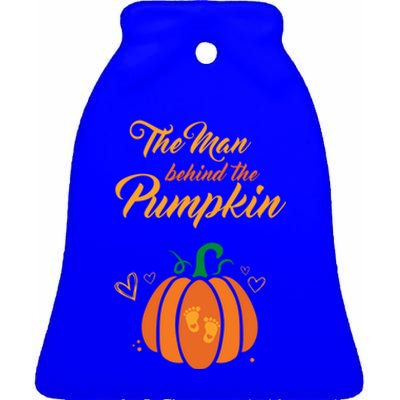 The Behind The Pumpkin Maternity Pregnancy Dad Halloween Gift Ceramic Bell Ornament