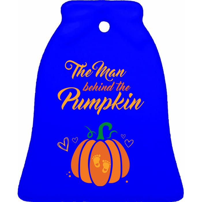 The Behind The Pumpkin Maternity Pregnancy Dad Halloween Gift Ceramic Bell Ornament