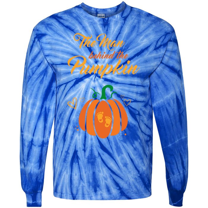 The Behind The Pumpkin Maternity Pregnancy Dad Halloween Gift Tie-Dye Long Sleeve Shirt