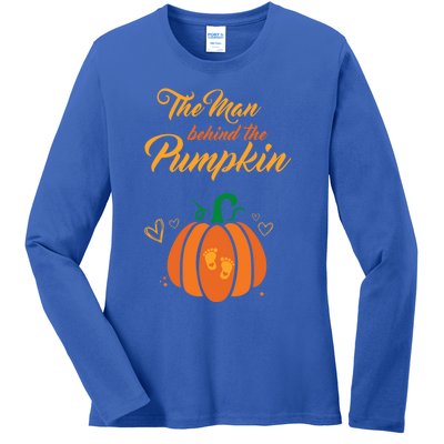 The Behind The Pumpkin Maternity Pregnancy Dad Halloween Gift Ladies Long Sleeve Shirt