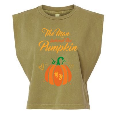 The Behind The Pumpkin Maternity Pregnancy Dad Halloween Gift Garment-Dyed Women's Muscle Tee