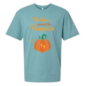 The Behind The Pumpkin Maternity Pregnancy Dad Halloween Gift Sueded Cloud Jersey T-Shirt