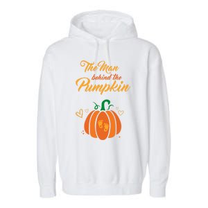 The Behind The Pumpkin Maternity Pregnancy Dad Halloween Gift Garment-Dyed Fleece Hoodie