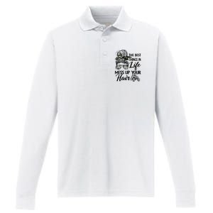 The Best Things In Life Mess Up Your Hair UTV SXS Funny Performance Long Sleeve Polo