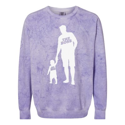 The Boss The Real Boss Father Son Partner Look Fathers Day Colorblast Crewneck Sweatshirt