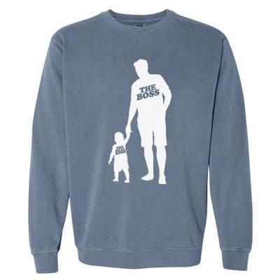 The Boss The Real Boss Father Son Partner Look Fathers Day Garment-Dyed Sweatshirt